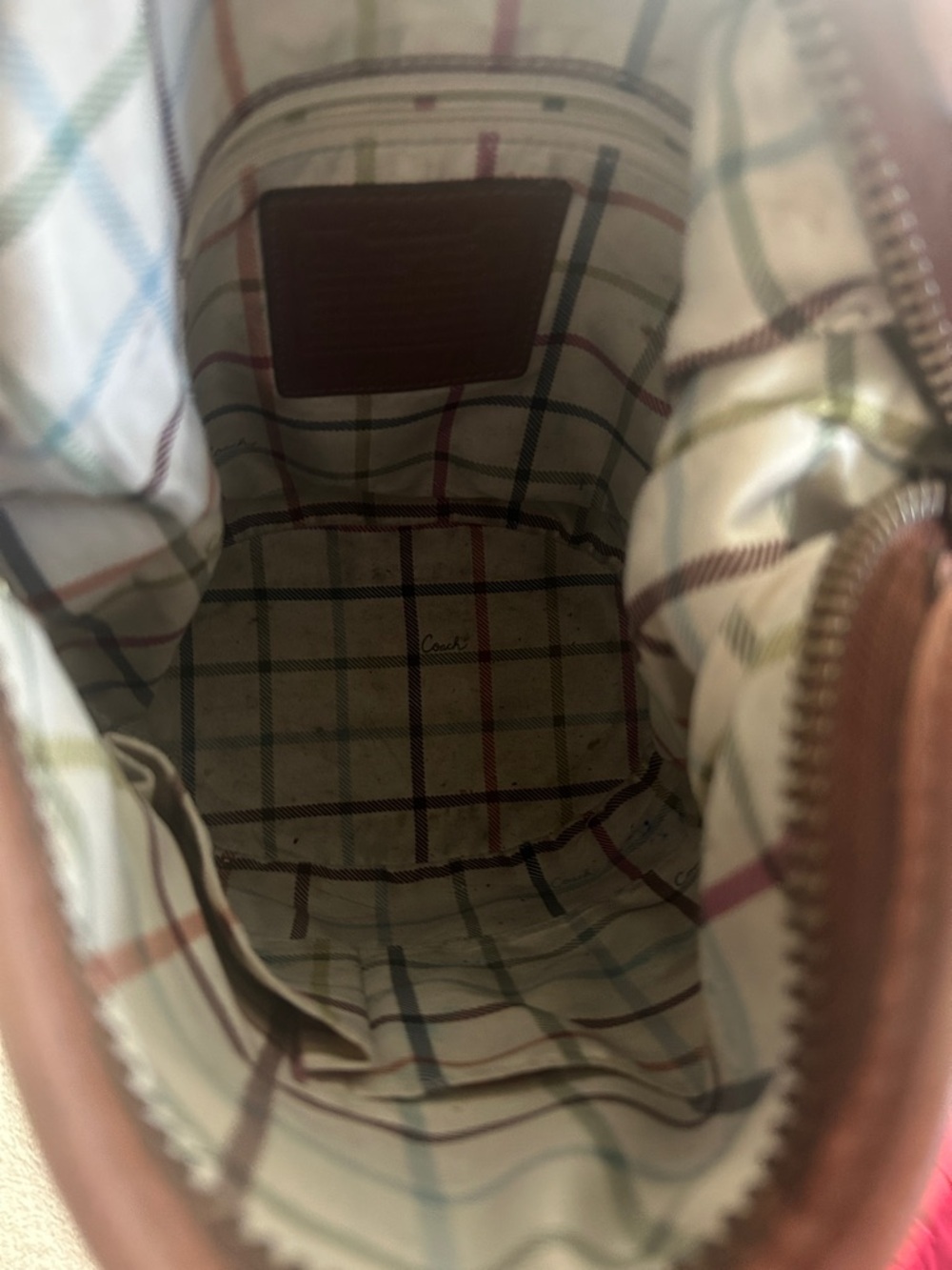 Authentic COACH Bleecker Tattersall Crossbody Bag in Vachetta. - Picture 6 of 9